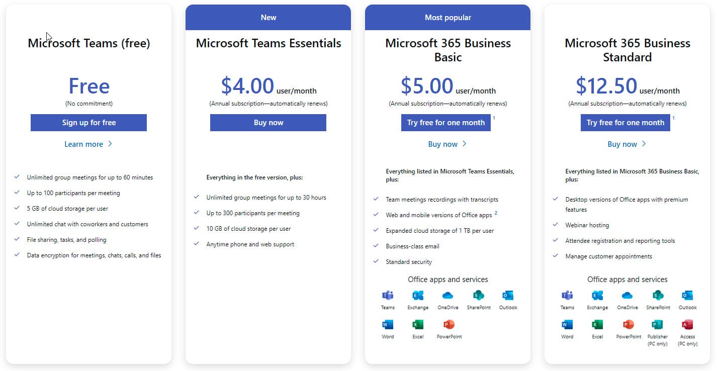 Microsoft Teams Plans