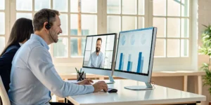 Two support agents using a helpdesk to collaborate on customer service.