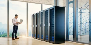 IT professional working in a data center for one of the best managed IT service providers.