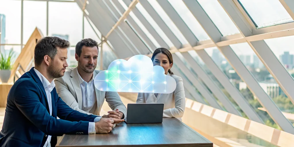 A team planning their cloud strategy with Microsoft Azure professional services.