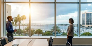 Business professionals planning disaster recovery services in St. Petersburg.