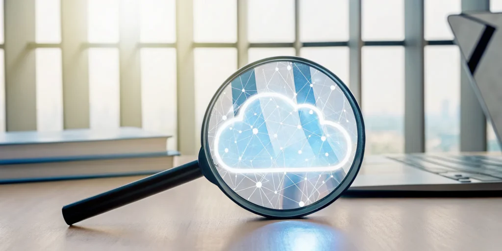 A magnifying glass decoding Azure consulting rates on a cloud icon.