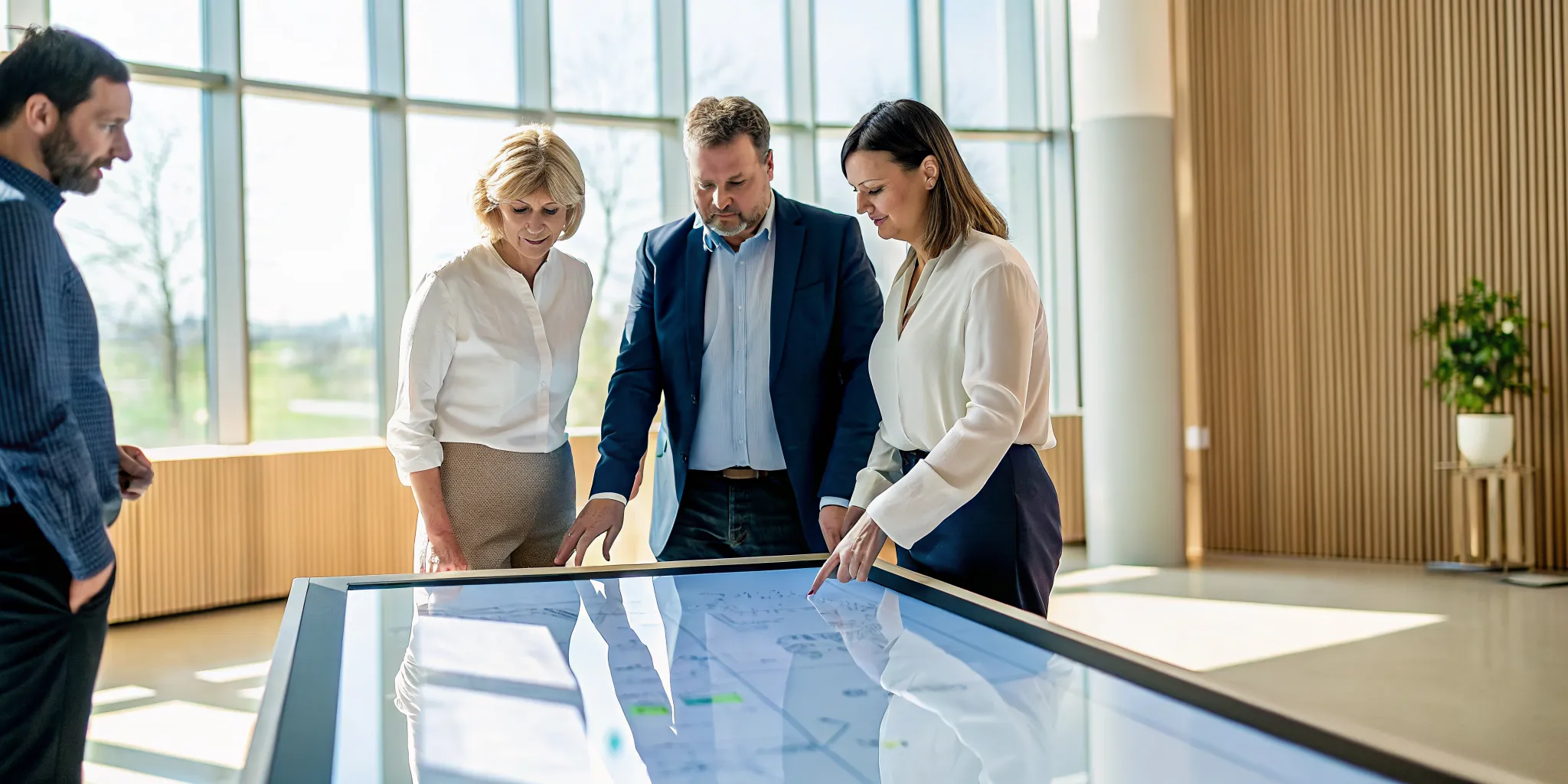 Business team building an IT roadmap for business growth.