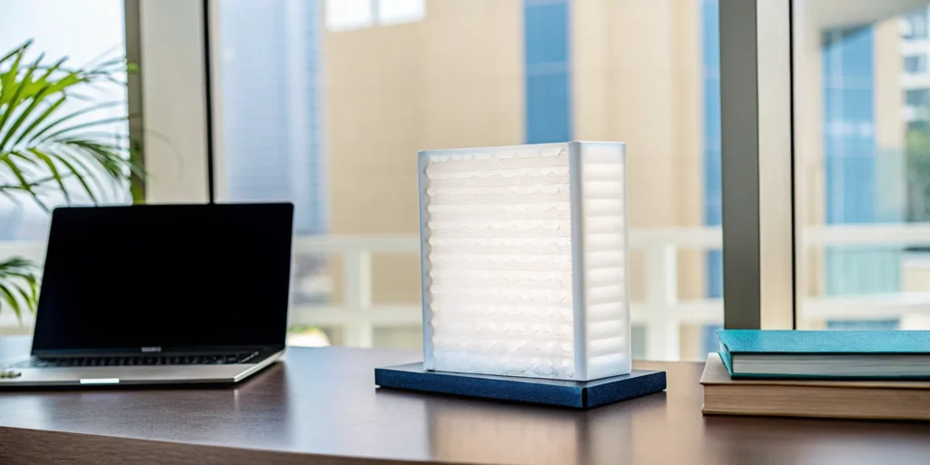 A managed firewall device on a desk, a key factor in managed firewall pricing.