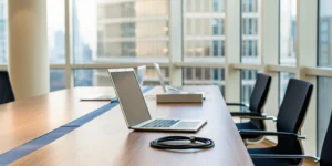 Modern law firm conference room where IT downtime can halt operations.