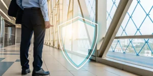 Managed firewall services in St. Petersburg protecting a business professional with a digital shield.