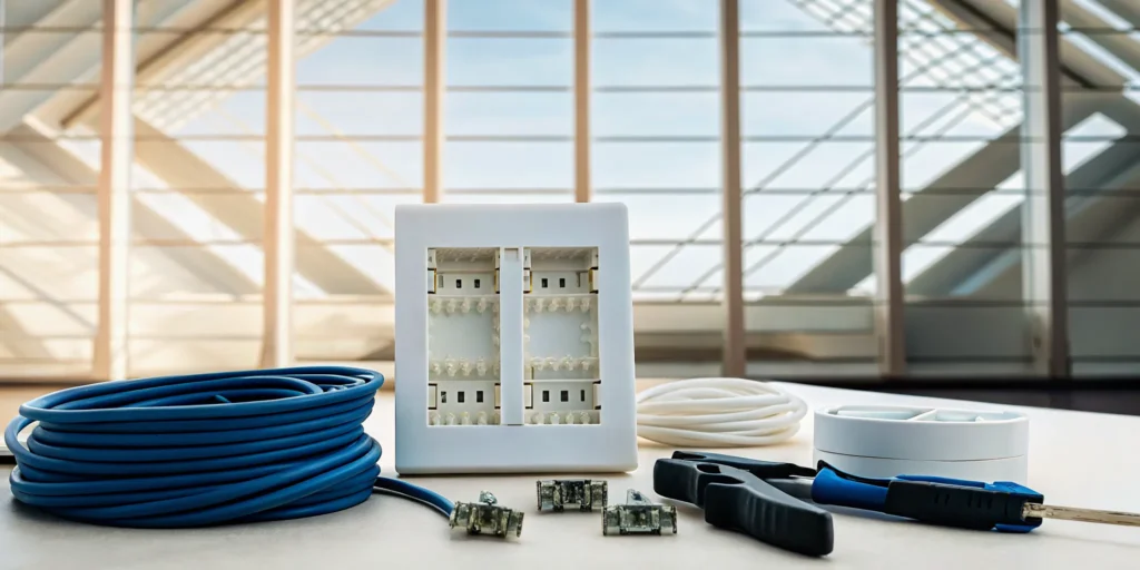 Essential low voltage cabling and tools for an office build-out checklist.
