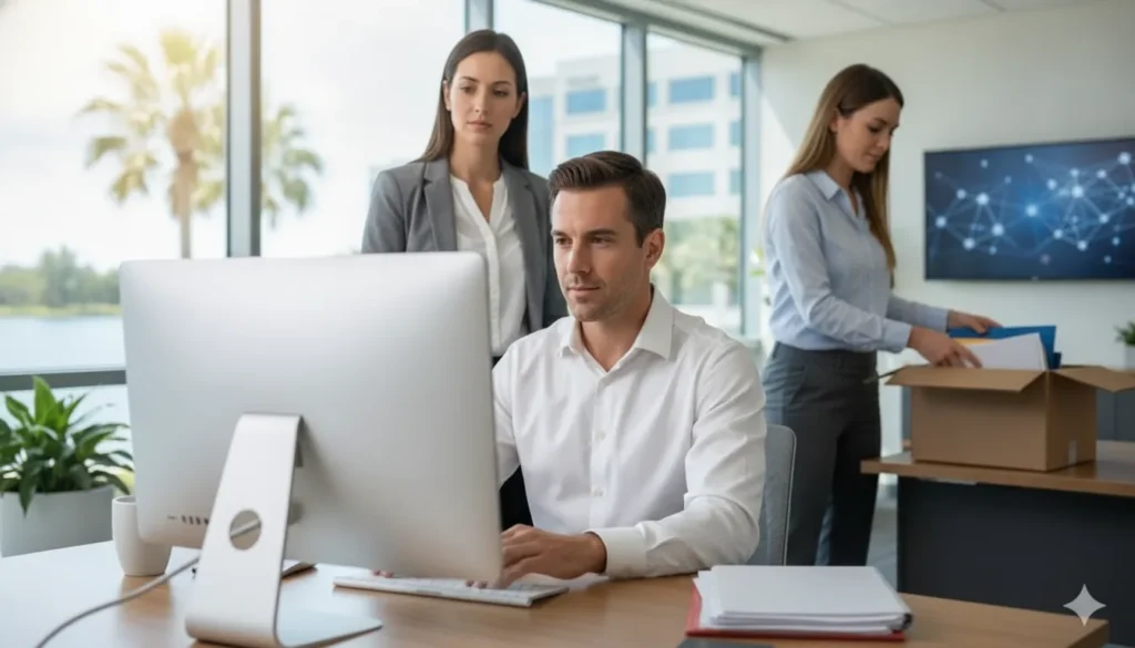 IT administrator reviewing Microsoft 365 offboarding and license access for a departing employee