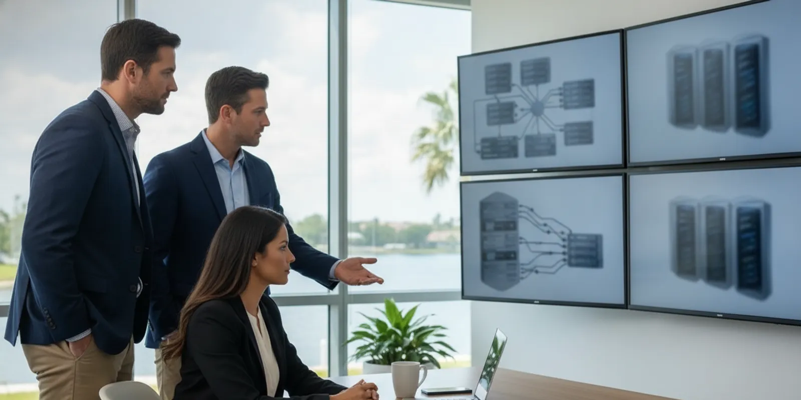 IT professionals reviewing a business ransomware recovery plan